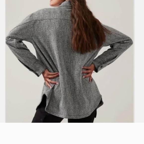 Athleta Textured Shirt Jacket large Braiden Black White #882490 - Picture 2 of 12